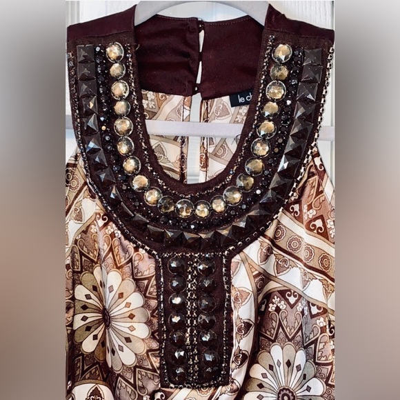 LE CHATEAU women’s brown satiny top size small - Picture 4 of 6